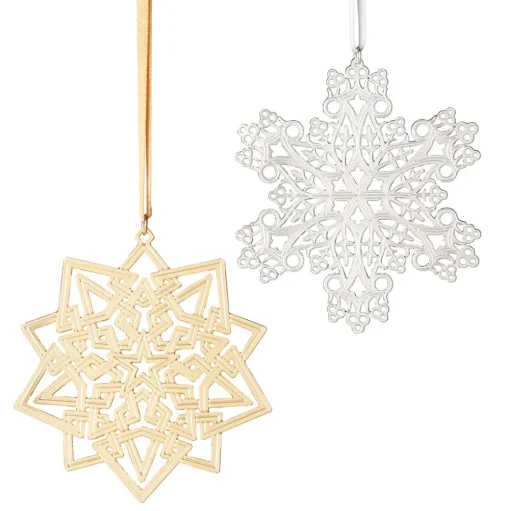 2023 Sterling Silver Star And Snowflake Ornament Set
