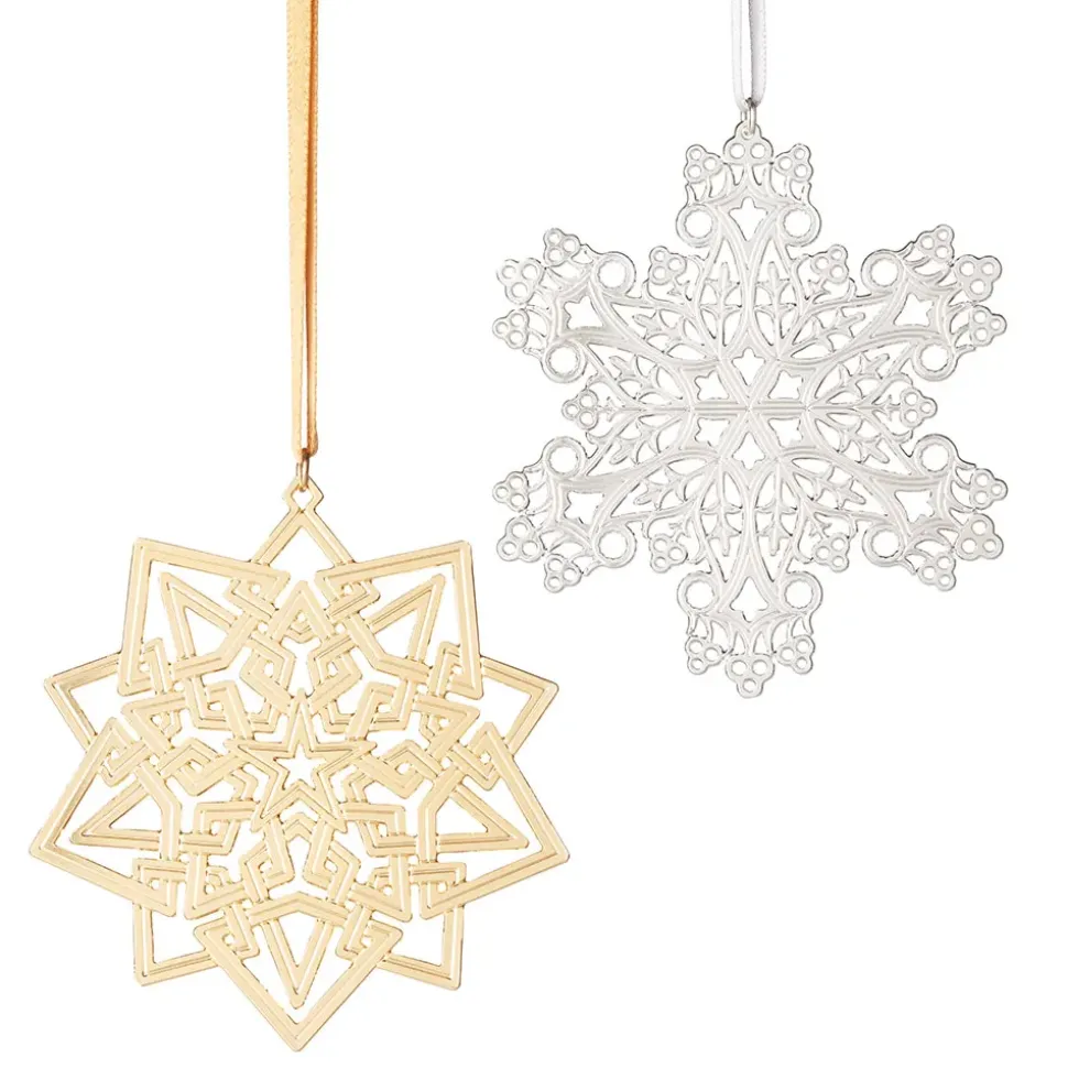 2023 Sterling Silver Star And Snowflake Ornament Set