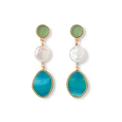 Ancient Mixed Motifs Glass Triple-Drop Earrings