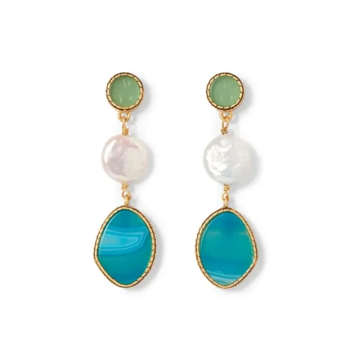 Ancient Mixed Motifs Glass Triple-Drop Earrings