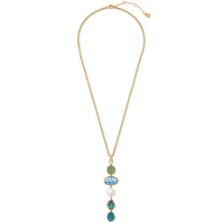 Ancient Mixed Motifs Glass Pendant Drop Necklace