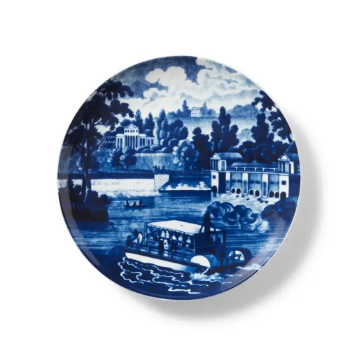 Blue & White American River View Salad Plate Set