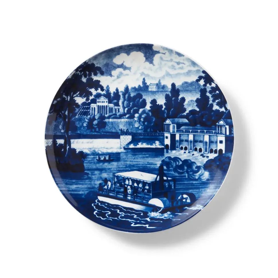 Blue & White American River View Salad Plate Set