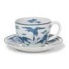 Blue & White Cranes Teacup And Saucer