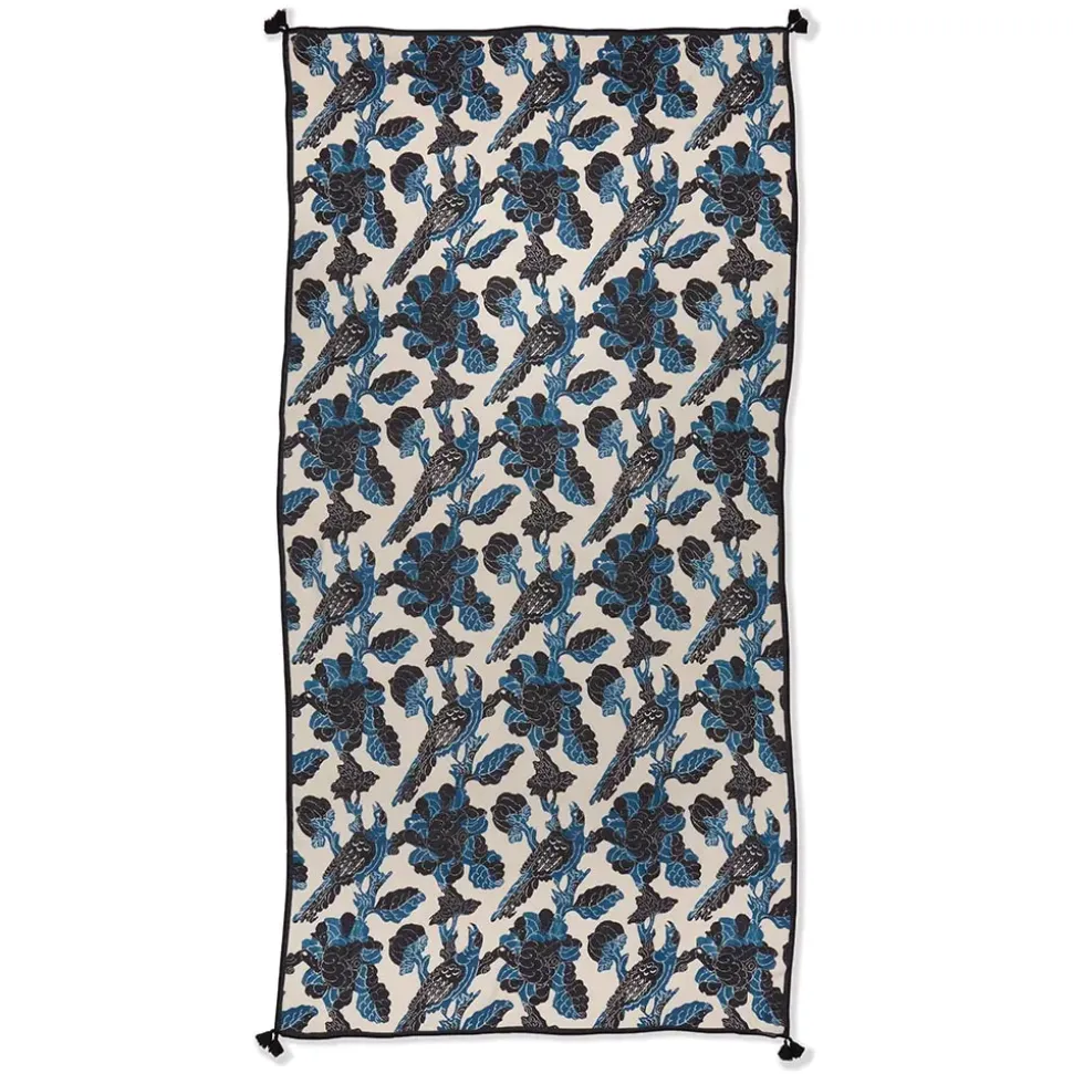 Blue & White Stylized Birds Oversize Oblong Scarf