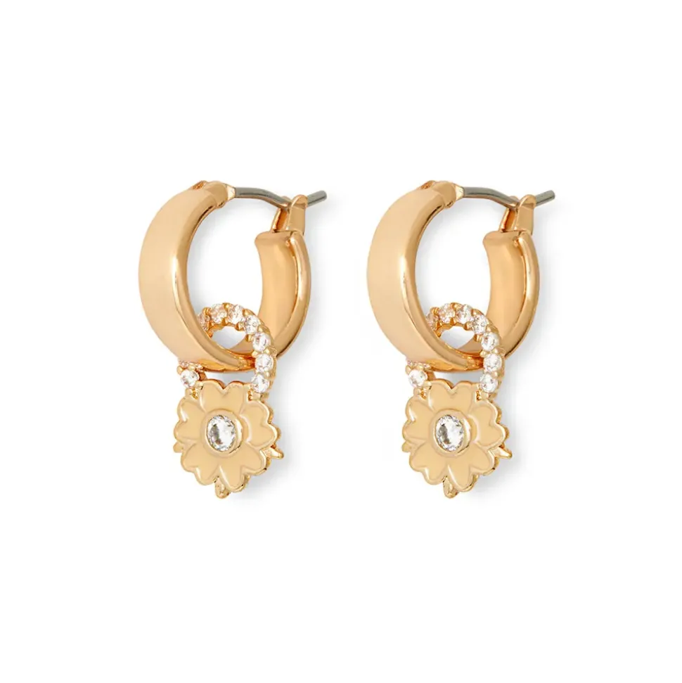 British Tree Of Life Small Hoop Earrings With Charms