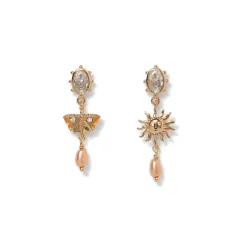 British Tree Of Life Triple-Drop Mismatched Earrings