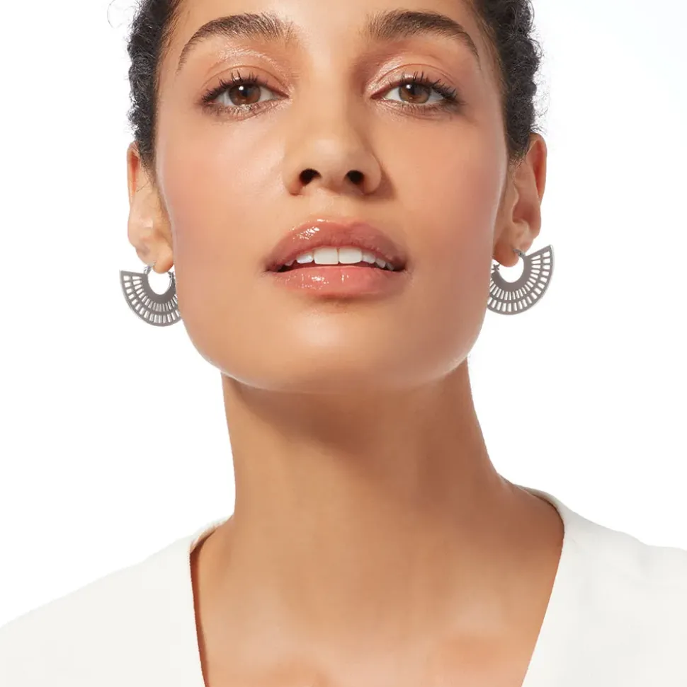 Crescent Cutout Hoop Earrings