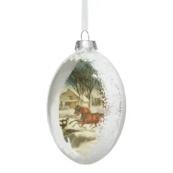 Currier & Ives Winter Morning In The Country Glitter And Glass Disc Ornament