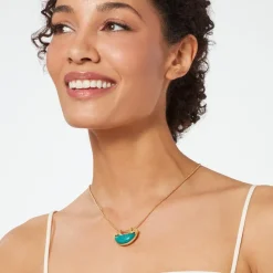 Cypriot Jade Crescent Pendant Necklace