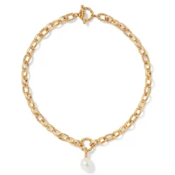 Cypriot Twist Pearl Chain Pendant Necklace