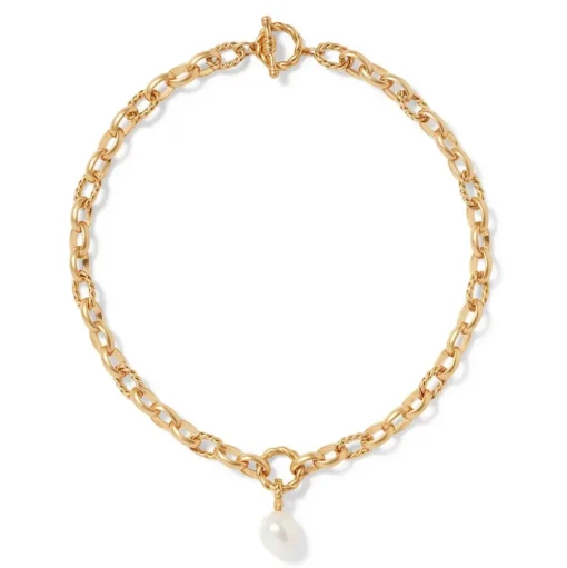 Cypriot Twist Pearl Chain Pendant Necklace