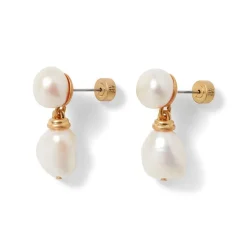 Cypriot Twist Pearl Double-Drop Earrings