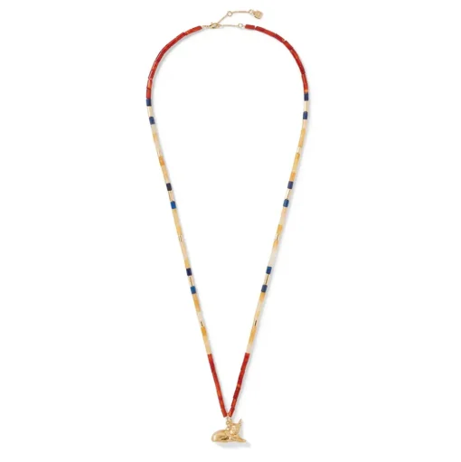 Egyptian New Kingdom Cat Beaded Pendant Necklace
