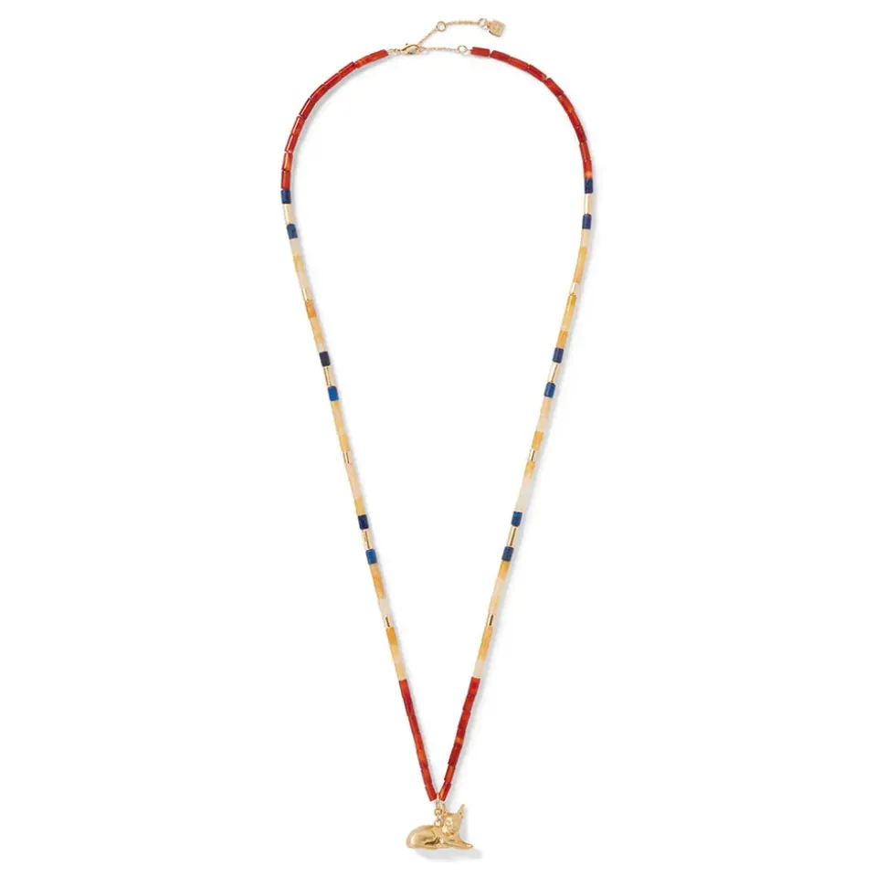 Egyptian New Kingdom Cat Beaded Pendant Necklace