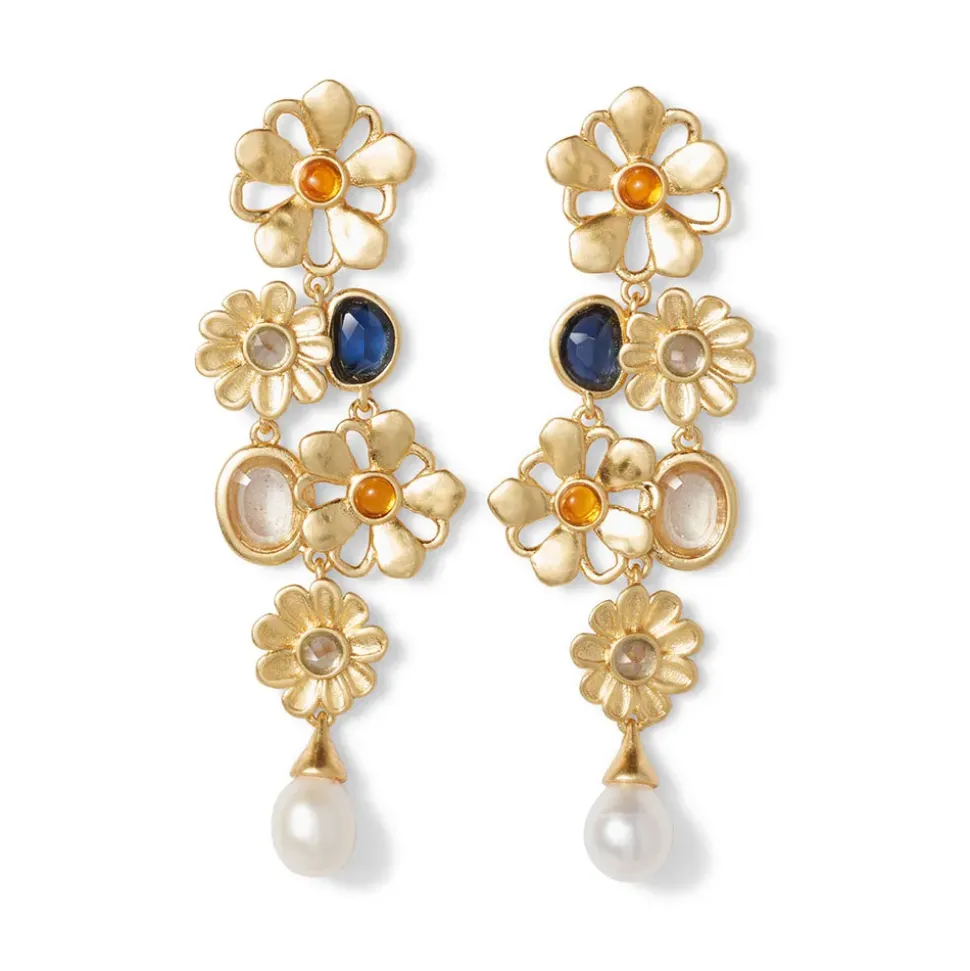 Floral Cluster Statement Drop Earrings