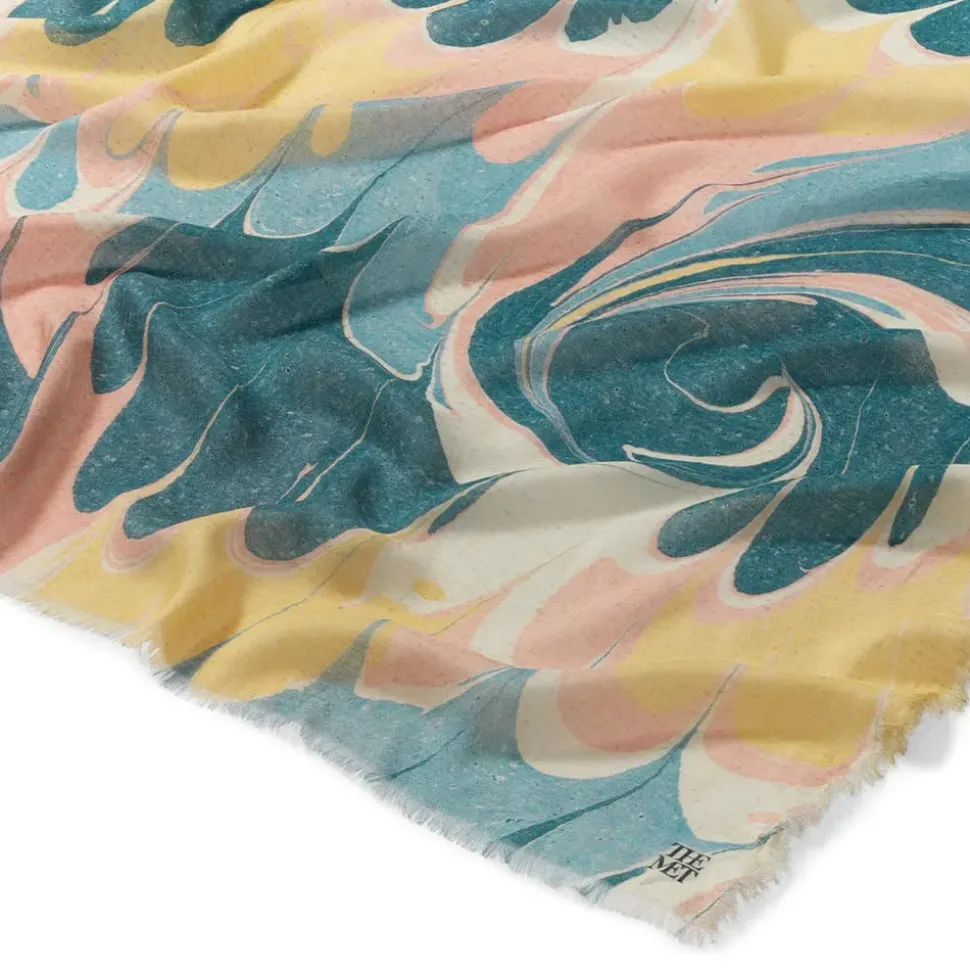 French Marbled Paper Square Silk Scarf