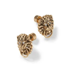 German Lion Door Knocker Stud Earrings