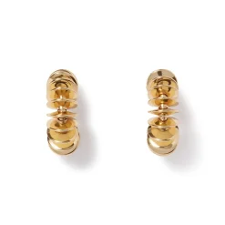 Golden Disc Necklace And Huggie Earrings Set