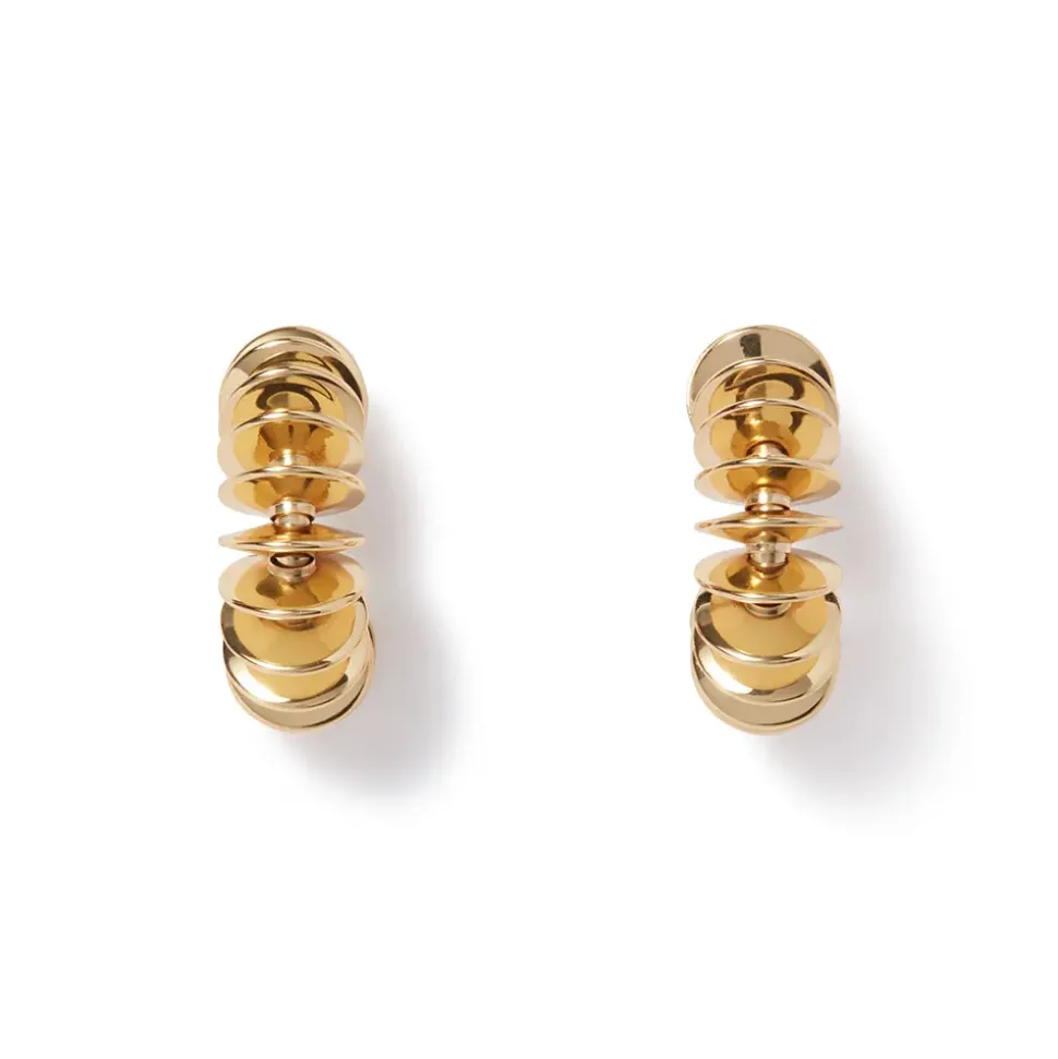 Golden Disc Necklace And Huggie Earrings Set
