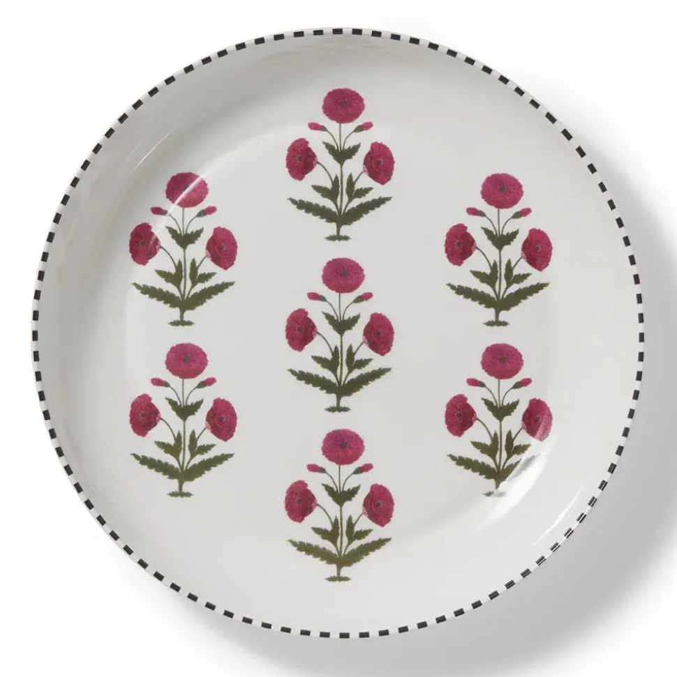Good Earth Blooming Poppies Round Serving Dish