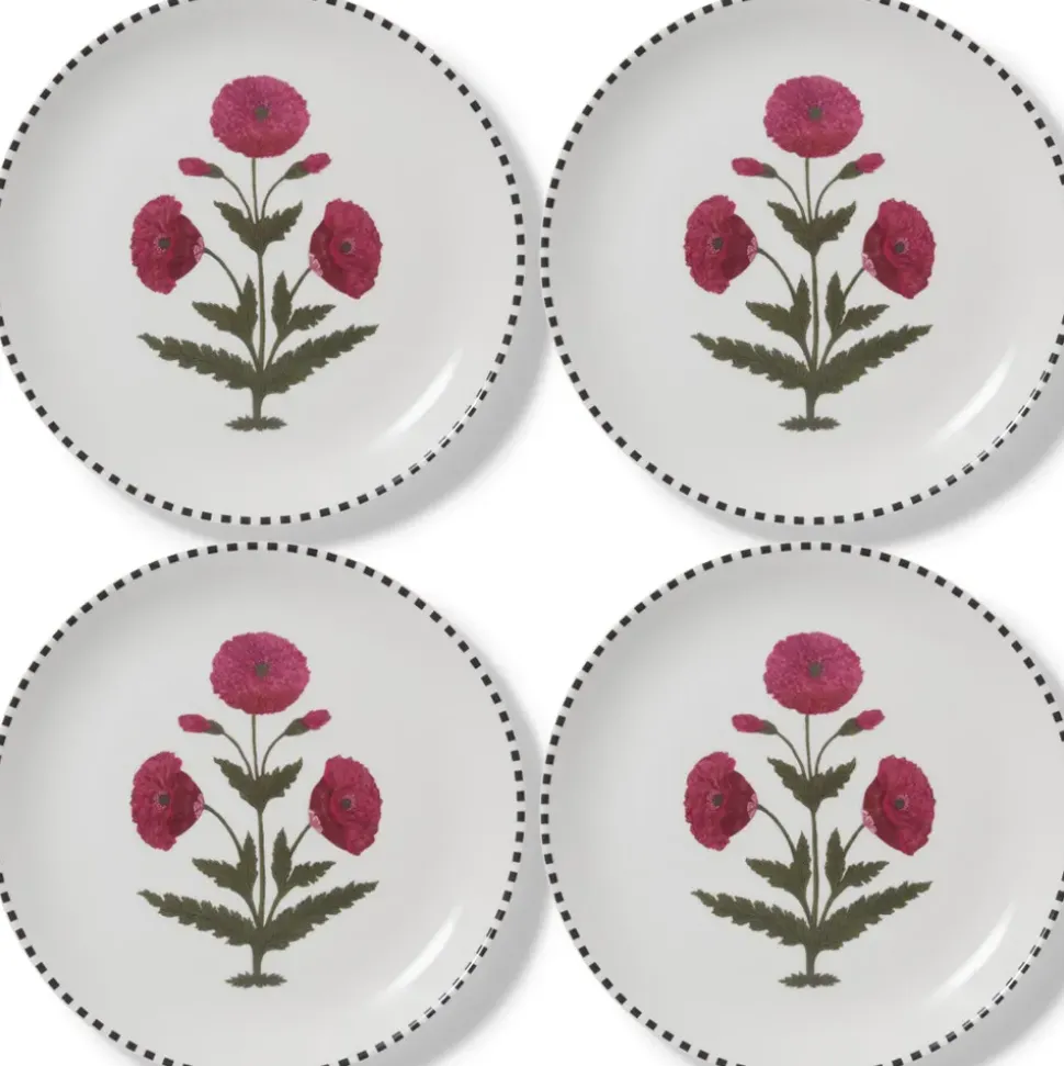Good Earth Blooming Poppies Dinner Plate Set