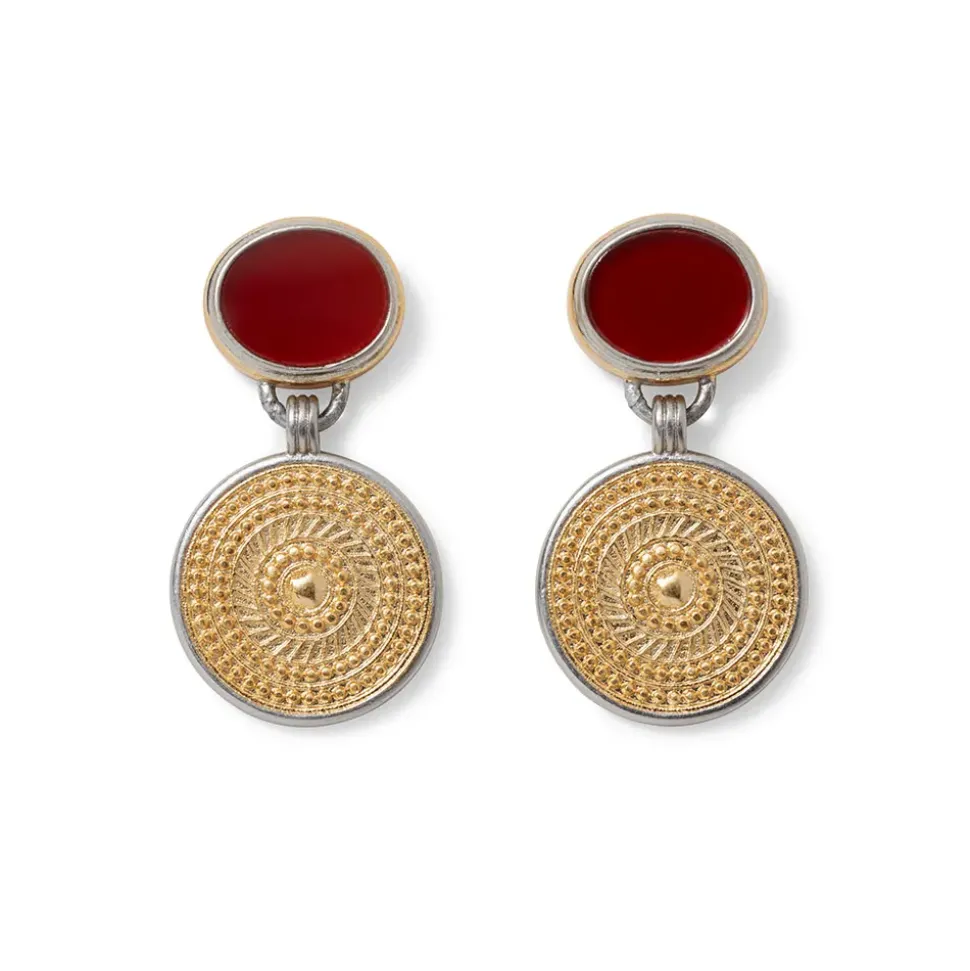 Islamic Medallion Carnelian Drop Earrings