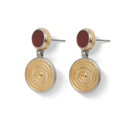 Islamic Medallion Carnelian Drop Earrings