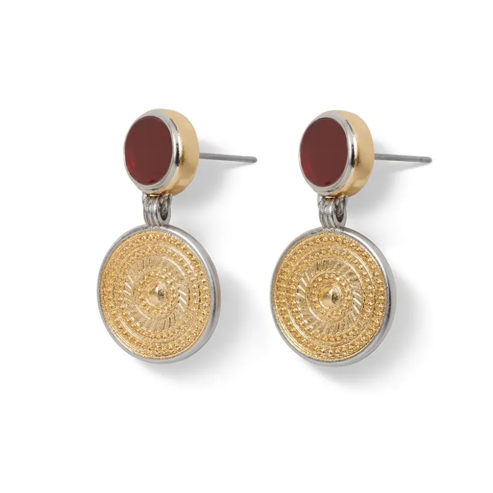 Islamic Medallion Carnelian Drop Earrings