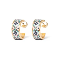 Iznik Cintamani Enamel Hoop Earrings