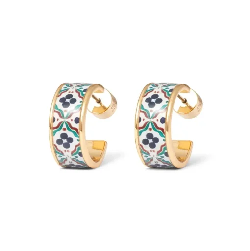 Iznik Cintamani Enamel Hoop Earrings