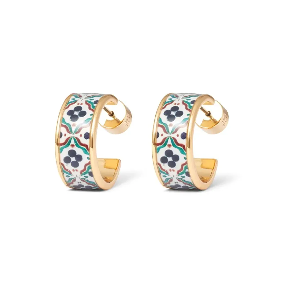 Iznik Cintamani Enamel Hoop Earrings