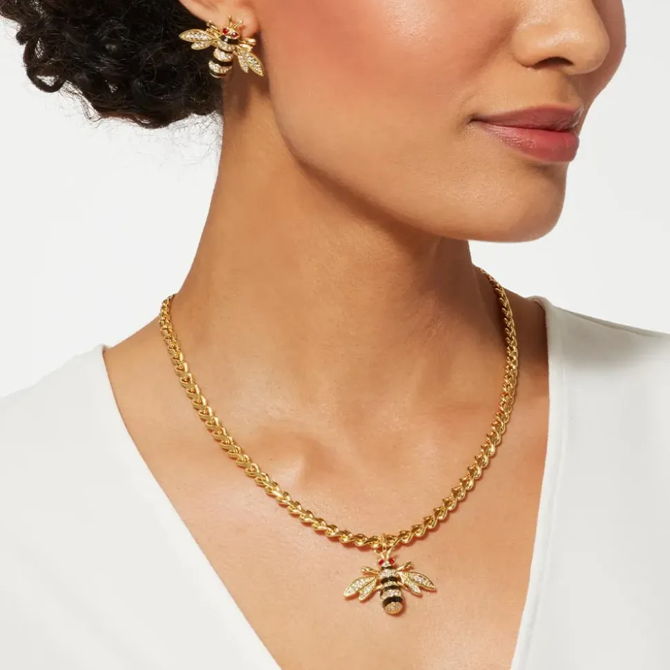 Jeweled Bee Pendant Necklace
