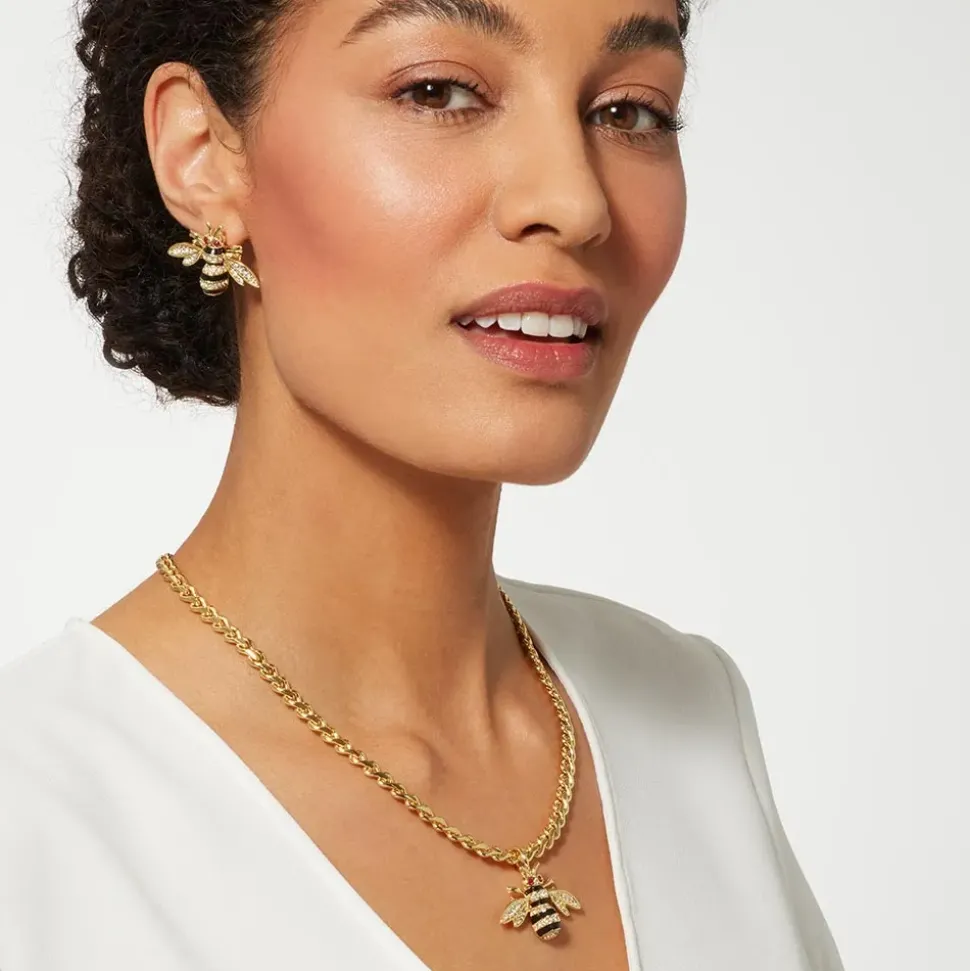 Jeweled Bee Pendant Necklace