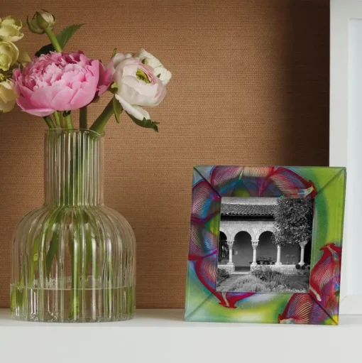Louis C. Tiffany Favrile Flower Square Glass Frame