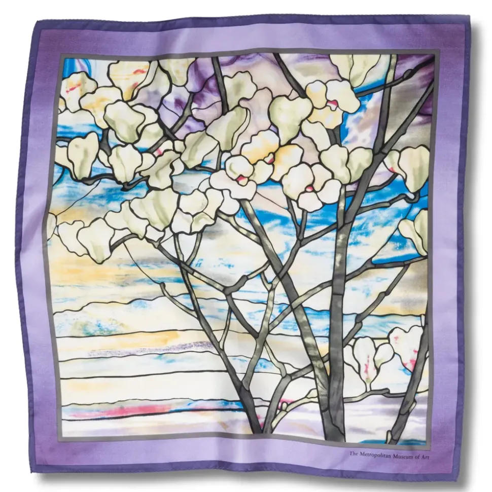 Louis C. Tiffany Magnolias And Irises Silk Neckerchief
