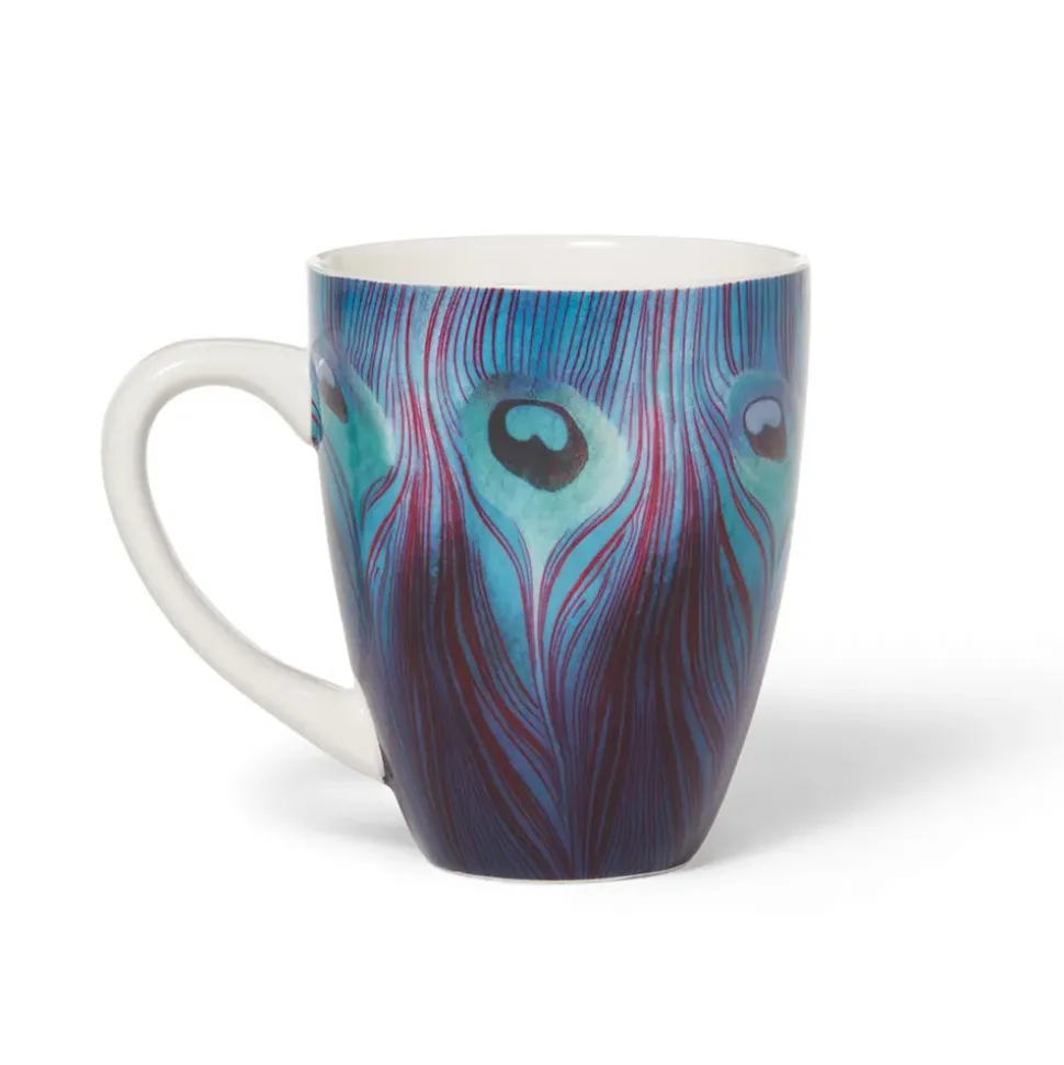 Louis C. Tiffany Peacock Feather Covered Mug With Tea Infuser