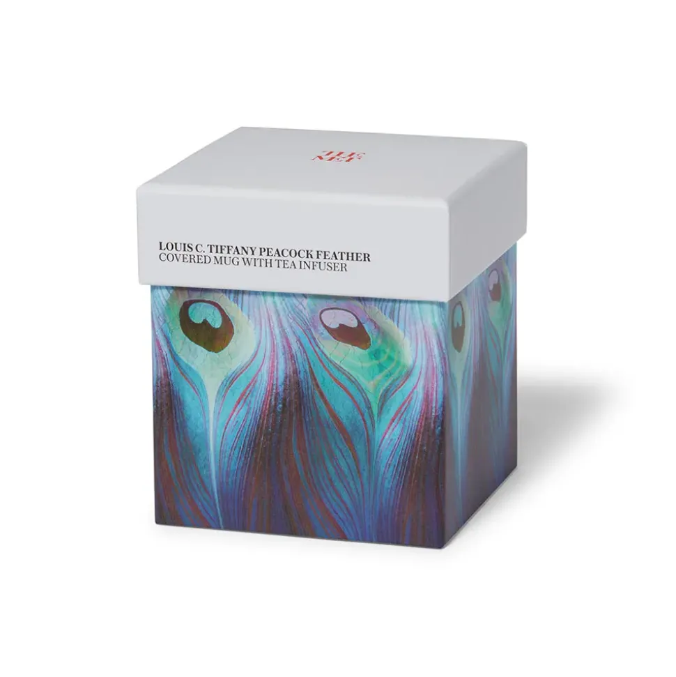 Louis C. Tiffany Peacock Feather Covered Mug With Tea Infuser