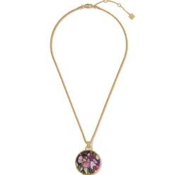 Magnolias And Irises Enamel Pendant Necklace