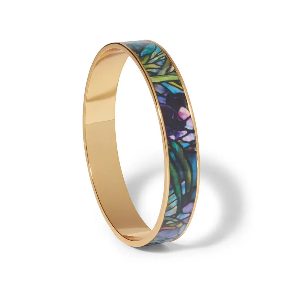 Magnolias And Irises Enamel Bangle