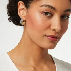 Magnolias And Irises Enamel Hoop Earrings