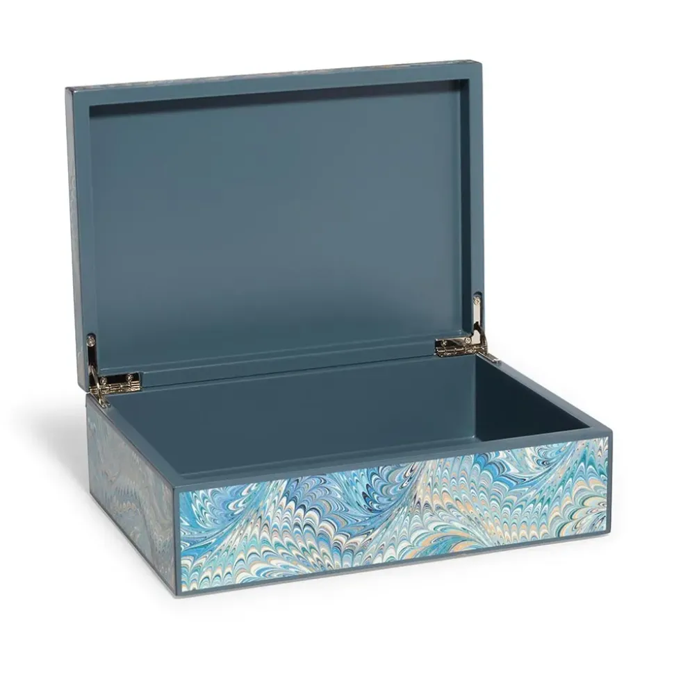 Marbled Paper Rectangular Lacquer Box