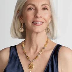 Medieval Byzantine Statement Necklace And Drop Earrings Set