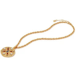 Medieval Stone Medallion Pendant Necklace