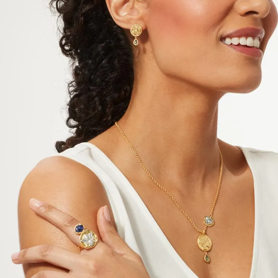 Mediterranean Coin And Stone Ring