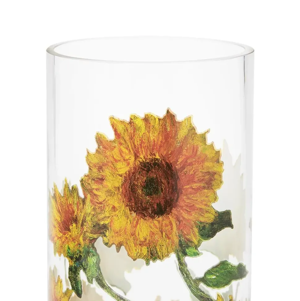 Monet Sunflowers Glass Vase