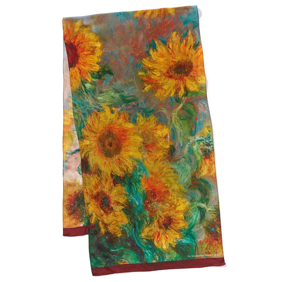 Monet Sunflowers Oblong Silk Scarf