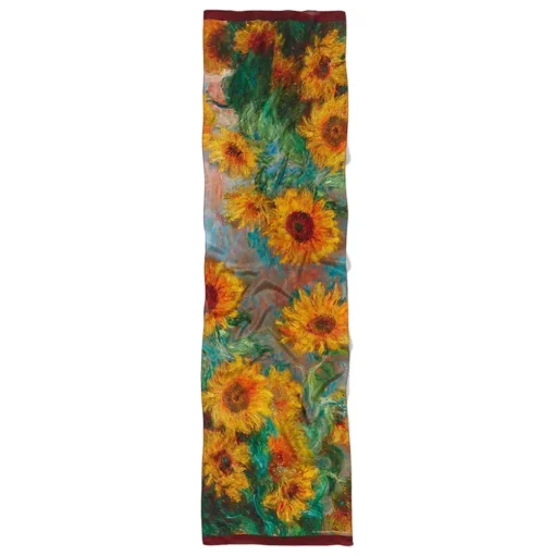 Monet Sunflowers Oblong Silk Scarf