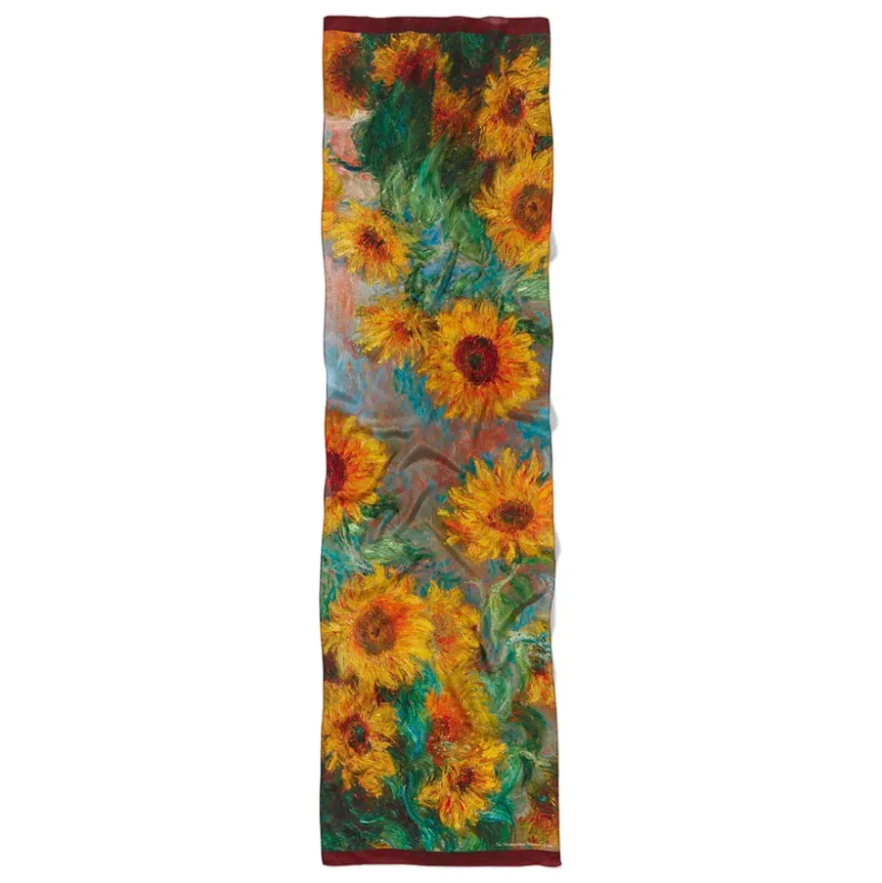 Monet Sunflowers Oblong Silk Scarf