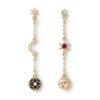 Moonface And Crescent Drop Earrings